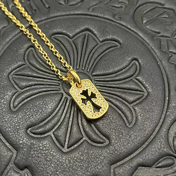 Chrome Hearts Hollow Diamond Cross Necklace - Picture 2 of 7